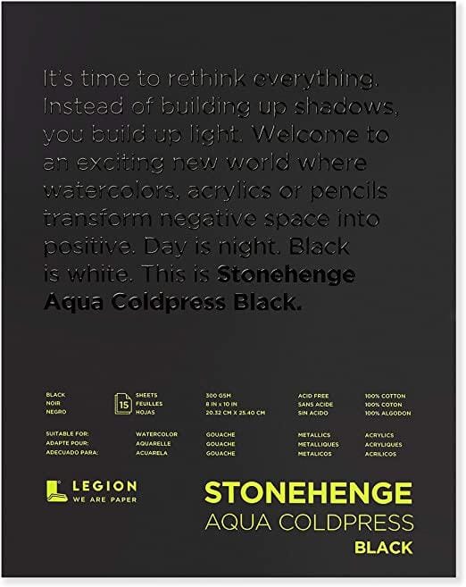 Legion Stonehenge Aqua - Block de papel acuarelable grano fino negro - 100% algodon - Letters by Jess Shop