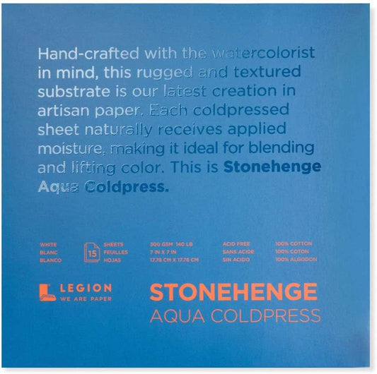 Legion Stonehenge Aqua - Papel acuarelable grano fino blanco - 100% algodon - Letters by Jess Shop