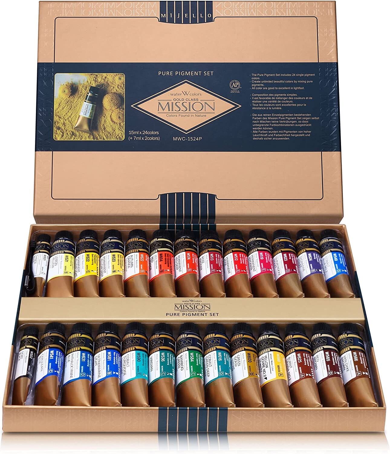 MIJELLO Mission Gold Set 24 colores/15ml + 2 colores/7ml - Nuevo Pigmento Puro - Letters by Jess Shop MIJELLO Mission Gold Set 24 colores/15ml + 2 colores/7ml - Nuevo Pigmento Puro - Letters by Jess Shop