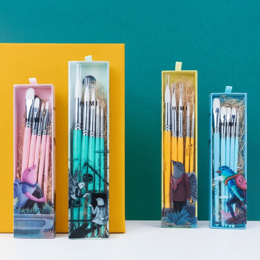 Miya Set 5 Pinceles Little Bird - Amarillo/Verde - Letters by Jess Shop