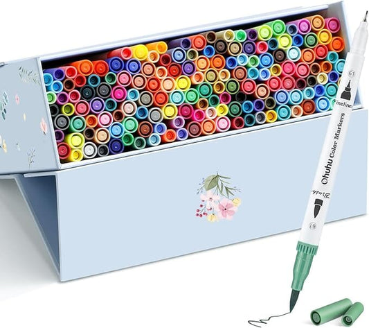 Ohuhu Maui (marcador acuarelable): Punta pincel & punta extra fina - Set 160 colores - Letters by Jess Shop