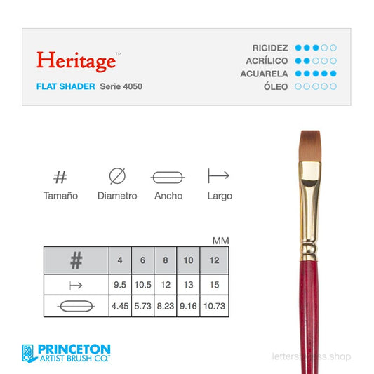 Pincel Princeton HERITAGE - FLAT SHADER - Letters by Jess Shop