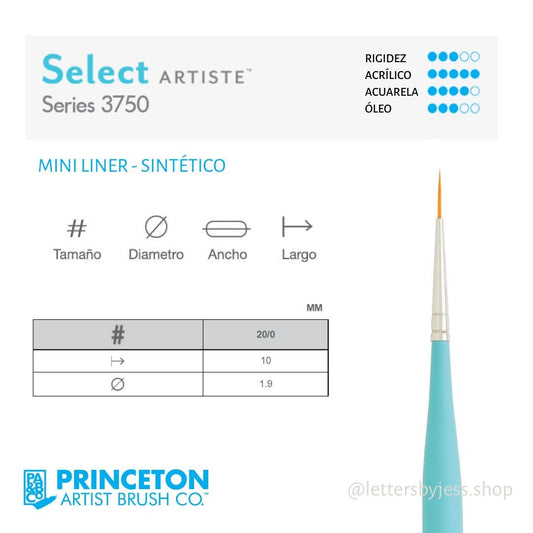 Pincel Princeton SELECT - MINI LINER - Letters by Jess Shop