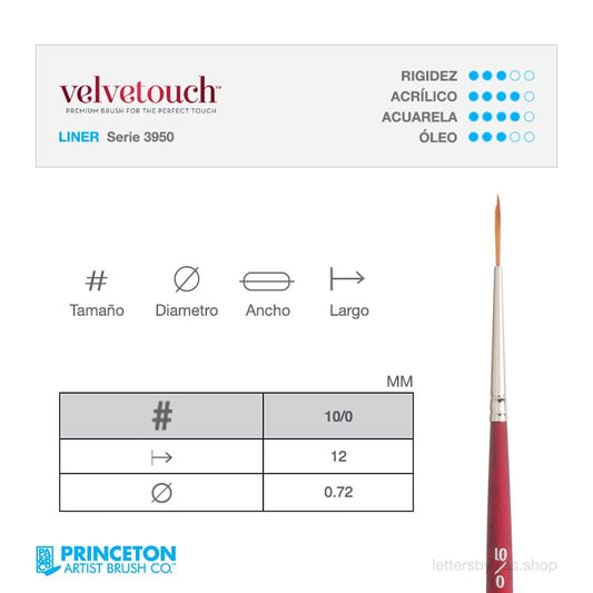 Pincel Princeton VELVETOUCH - LINER - Letters by Jess Shop