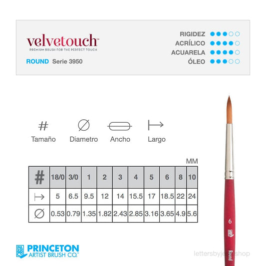 Pincel Princeton VELVETOUCH - ROUND - Letters by Jess Shop