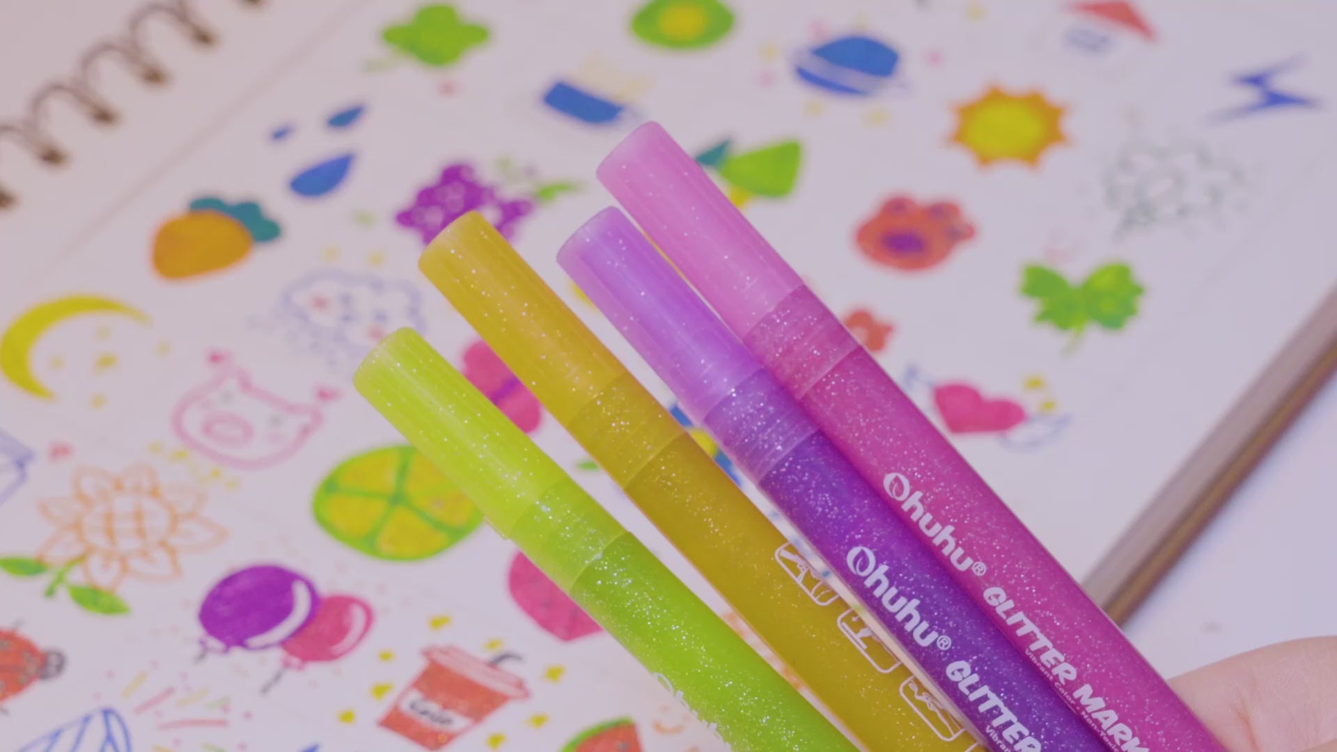 Ohuhu Glitter Metallic Marker Pens: Set de 12 colores con purpurina punta fina Ohuhu Glitter Metallic Marker Pens: Set de 12 colores con purpurina punta fina