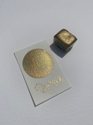 1/2 pastilla individual - Acuarelas metálicas artesanales - Colección Golden - Letters by Jess Shop