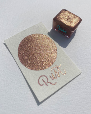 1/2 pastilla individual - Acuarelas metálicas artesanales - Colección Golden - Letters by Jess Shop
