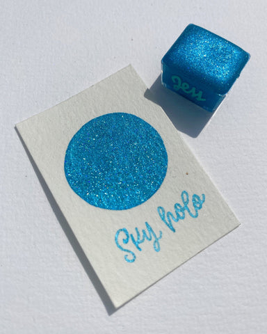 1/2 pastilla individual - Acuarelas metálicas artesanales - Colección Ocean - Letters by Jess Shop