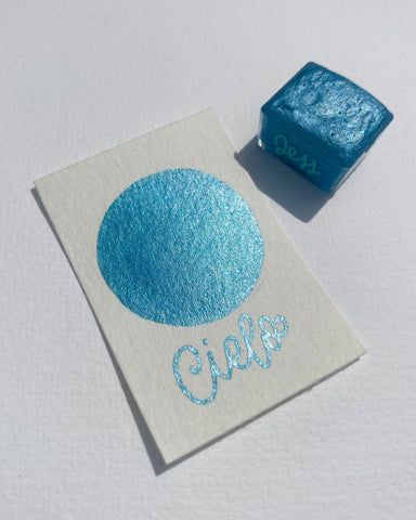 1/2 pastilla individual - Acuarelas metálicas artesanales - Colección Ocean - Letters by Jess Shop