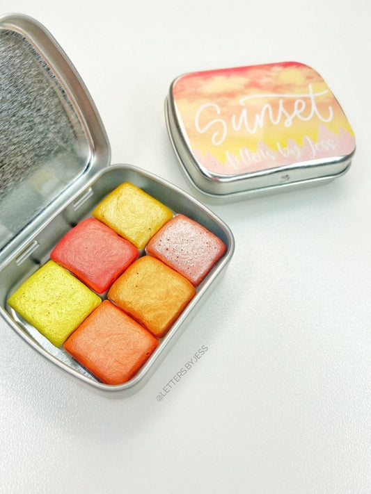 1/2 pastilla individual - Acuarelas metálicas artesanales - Colección Sunset - Letters by Jess Shop