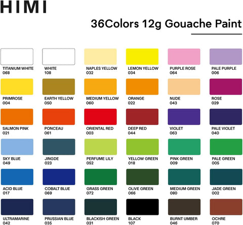 Himi Miya Gouache Twin Jelly Cup - 36 colores/12gr