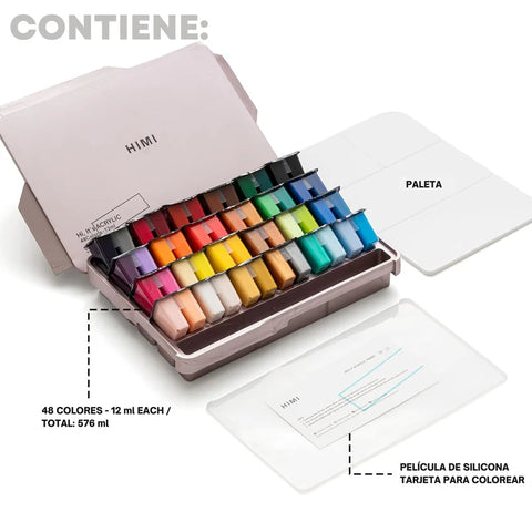 Miya Himi Pintura Acrílica Twin Jelly Cup: Set 48 colores/12ml - Rosa