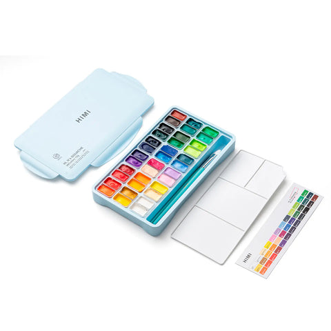 Miya Himi Gouache Twin Jelly Cup: Set 36 colores/12gr + 3 pinceles