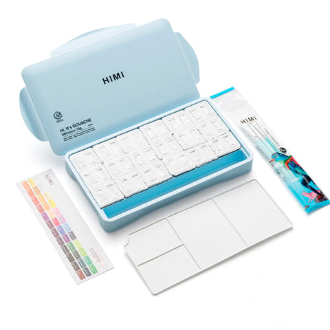 Miya Himi Gouache Twin Jelly Cup: Set 36 colores/12gr + 3 pinceles