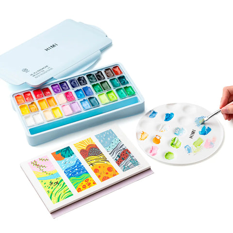 Miya Himi Gouache Twin Jelly Cup: Set 36 colores/12gr + 3 pinceles