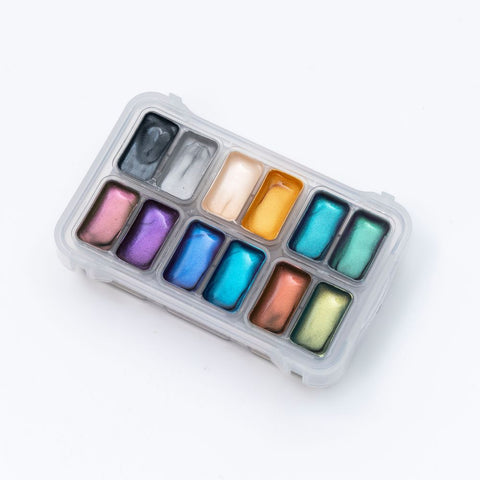 Miya Himi Gouache Twin Jelly Cup: Set 12 colores especiales (8 camaleónicos y 4 metálicos)