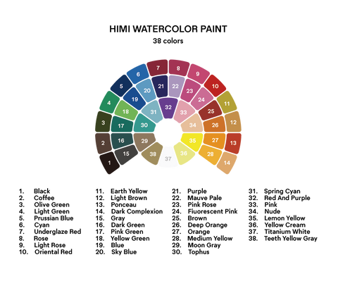Miya Himi Acuarela sólida: Set 38 colores + pincel