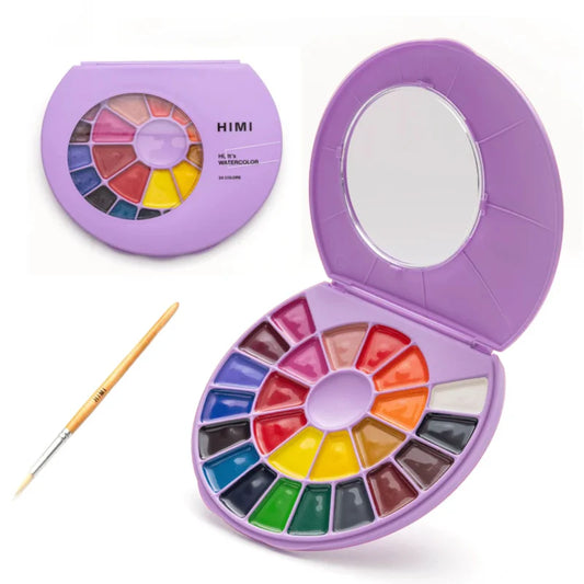 Miya Himi Acuarela Semi Húmeda: Set 24 colores + pincel