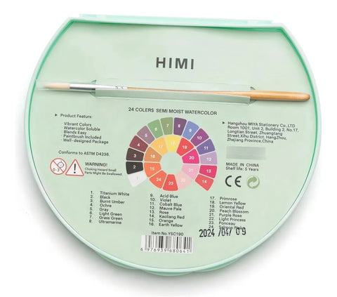 Miya Himi Acuarela Semi Húmeda: Set 24 colores + pincel