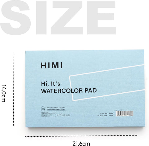 Miya Himi Block para Acuarela: (14x21.6 cm, 20 hojas, 300gr) - Azul / Morado