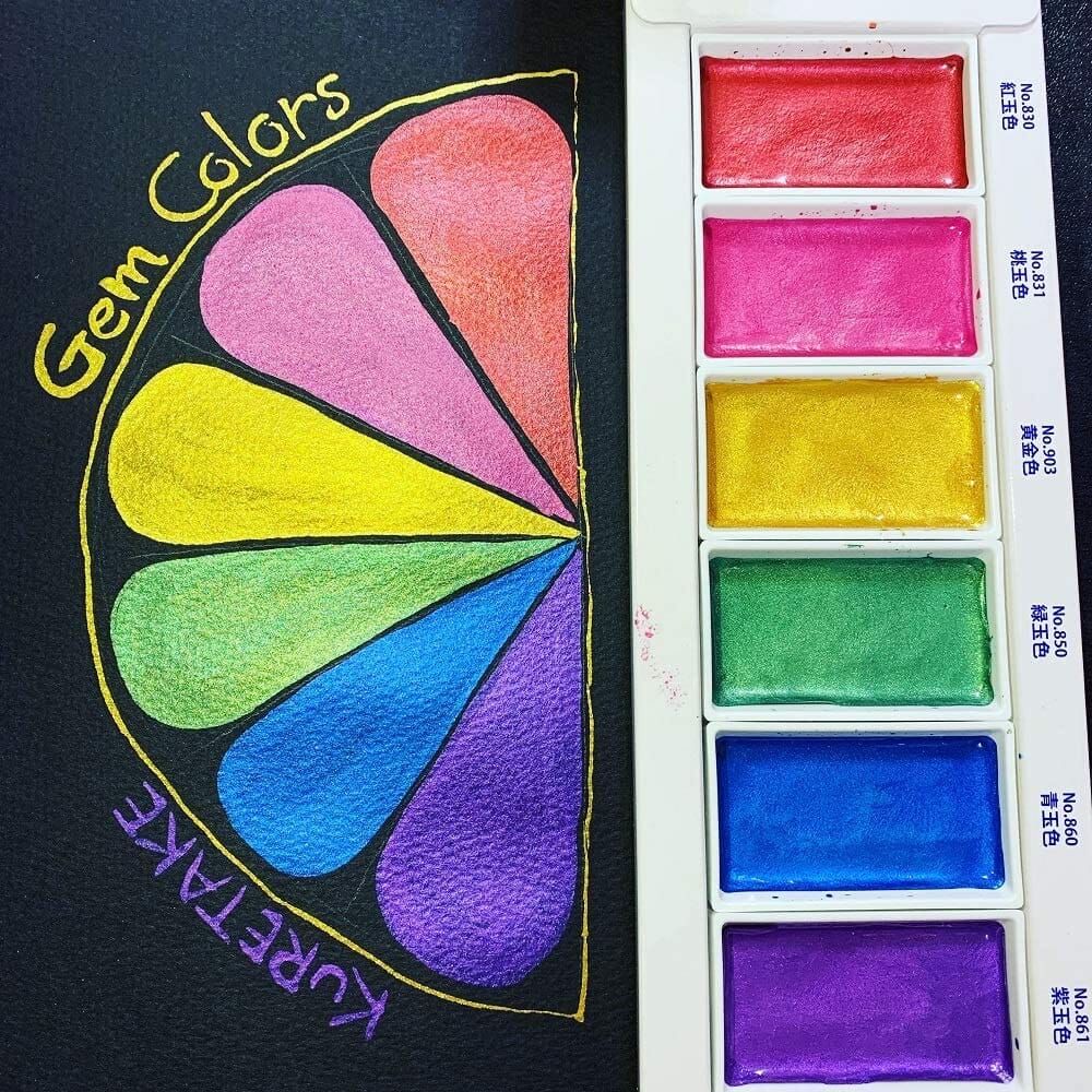 Acuarelas Kuretake Gansai Tambi - Gem Colors Set x6 Tinta artística Kuretake