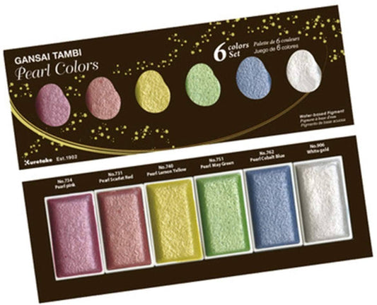 Acuarelas Kuretake Gansai Tambi - Pearl Colors Set x6 - Letters by Jess Shop
