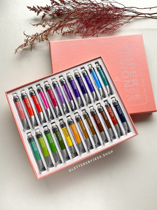 Acuarelas SUPERVISION (ILLUSTRATION DESIGN WATERCOLOR) en tubo 8ml - Set x24 - Letters by Jess Shop
