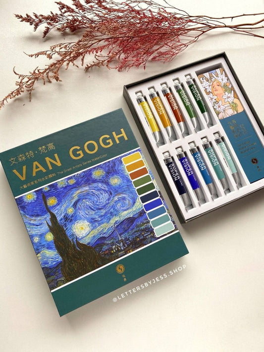 Acuarelas SUPERVISION (LOS GRANDES ARTISTAS DE LA ACUARELA) en tubo 8ml - Set VAN GOGH x10 - Letters by Jess Shop