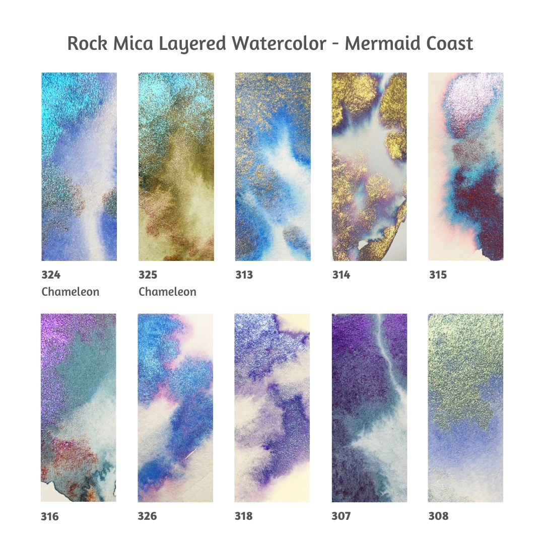 Acuarelas SUPERVISION (rock - mica layered) en tubo 8ml - Set MERMAID COAST x10 - Letters by Jess Shop