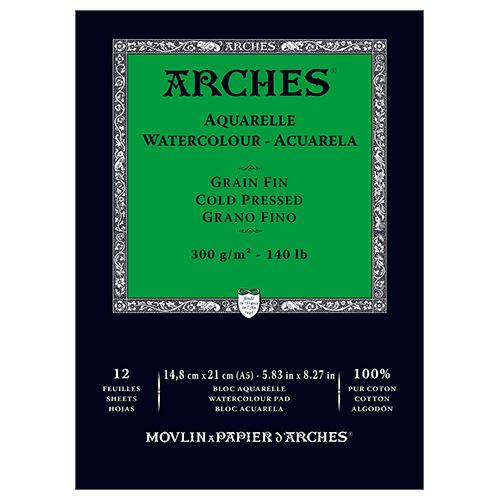Arches Grano Fino - Papel para Acuarela 100% algodón A3-A4-A5 Papeles Arches