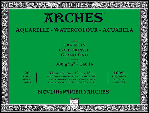 Arches Grano Fino - Papel para Acuarela 100% algodón A3-A4-A5 Papeles Arches