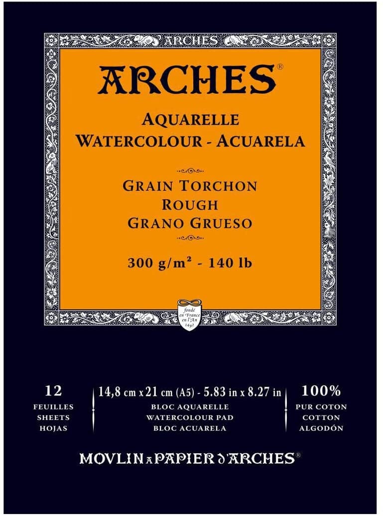 Arches Grano Grueso - Papel para Acuarela 100% algodón A3-A4-A5 Papeles Arches