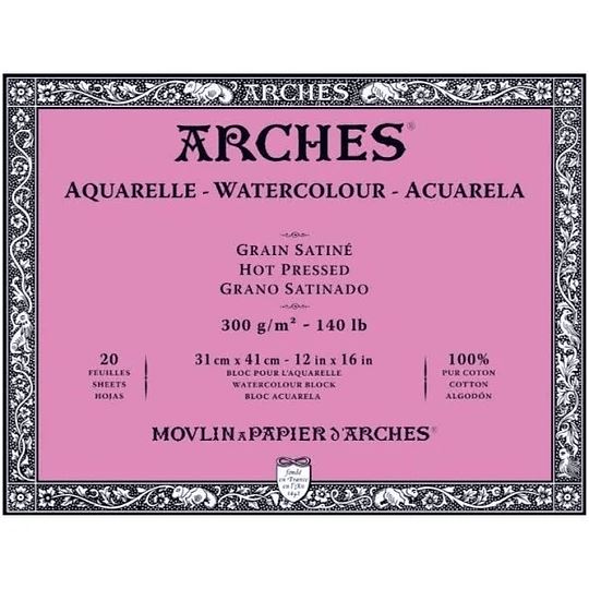 Arches Grano Satinado - Papel para Acuarela 100% algodón A3-A4-A5 Papeles Arches