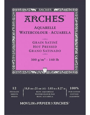 Arches Grano Satinado - Papel para Acuarela 100% algodón A3-A4-A5 Papeles Arches