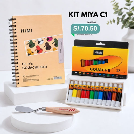 Kit Gouache Básico: Tubo + Block + Espátula
