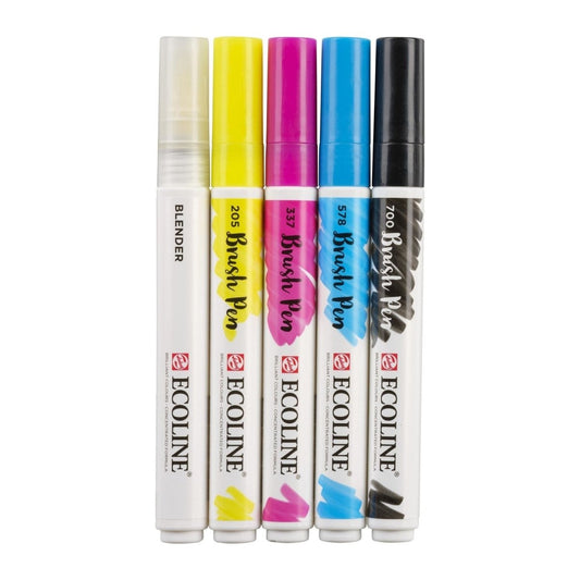 Ecoline Brush pen Estuche de 5 - Primario - Letters by Jess Shop