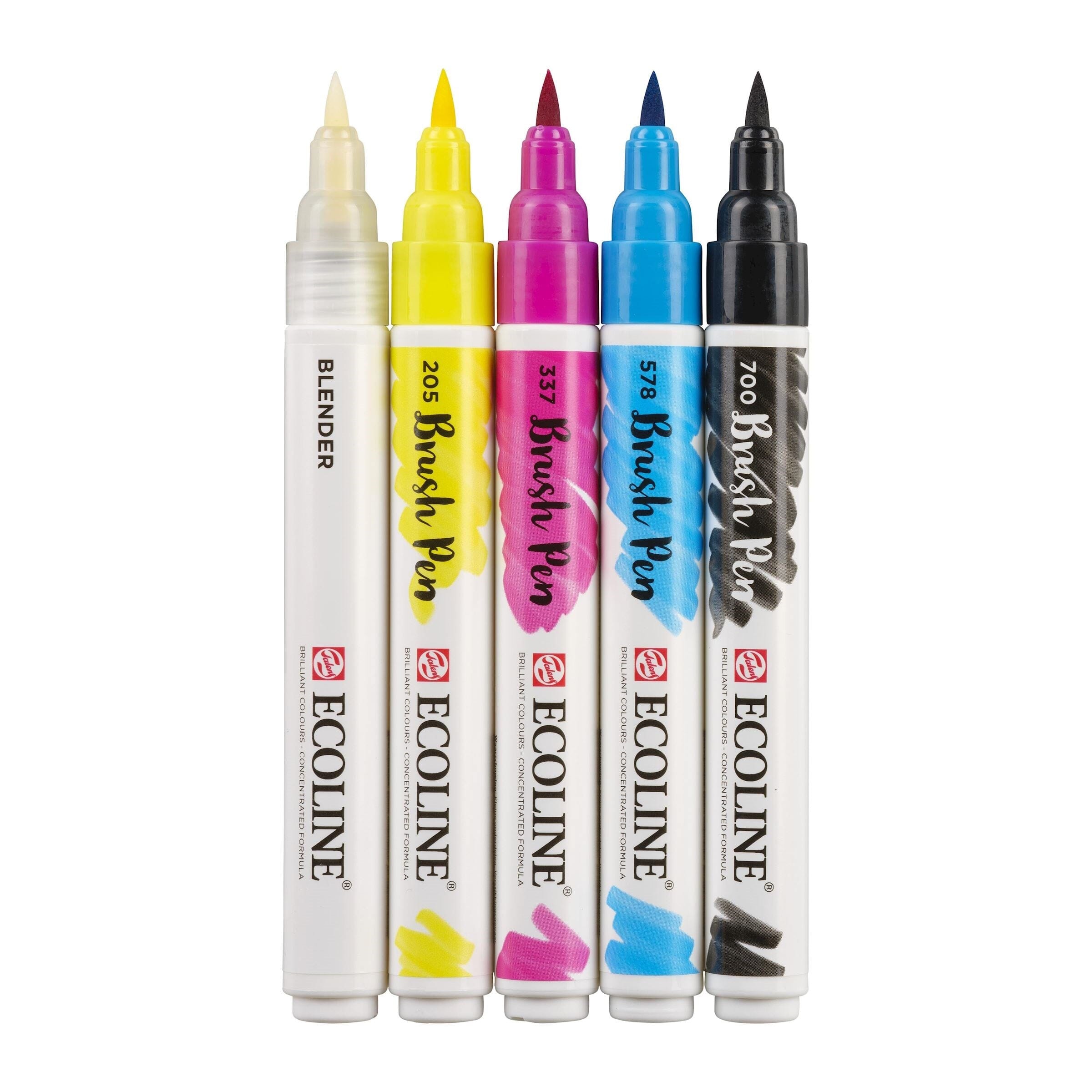 Ecoline Brush pen Estuche de 5 - Primario marcadores, estilografos, plumones, lapiceros Ecoline