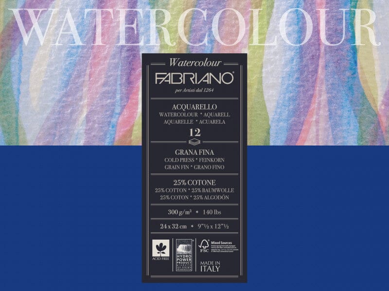 Fabriano watercolor encolado A4+ 25% algodon papel acuarela Fabriano