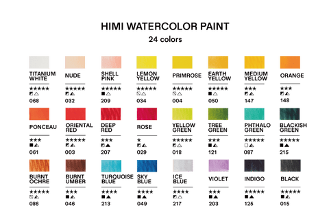 HIMI Acuarela en tubo - Set 24 colores/12ml - Nueva presentación - Letters by Jess Shop