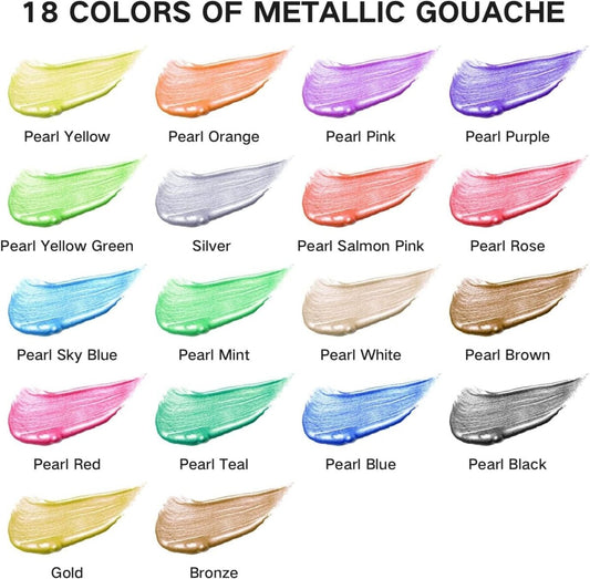 HIMI & ALIEN FRENS GOUACHE METÁLICO - Set 18 colores sin pinceles - 30ml Jelly Cup - Letters by Jess Shop
