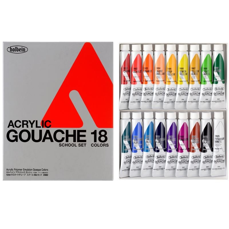 HOLBEIN Acryla Gouache School set 12ml 18 colores - Letters by Jess Shop