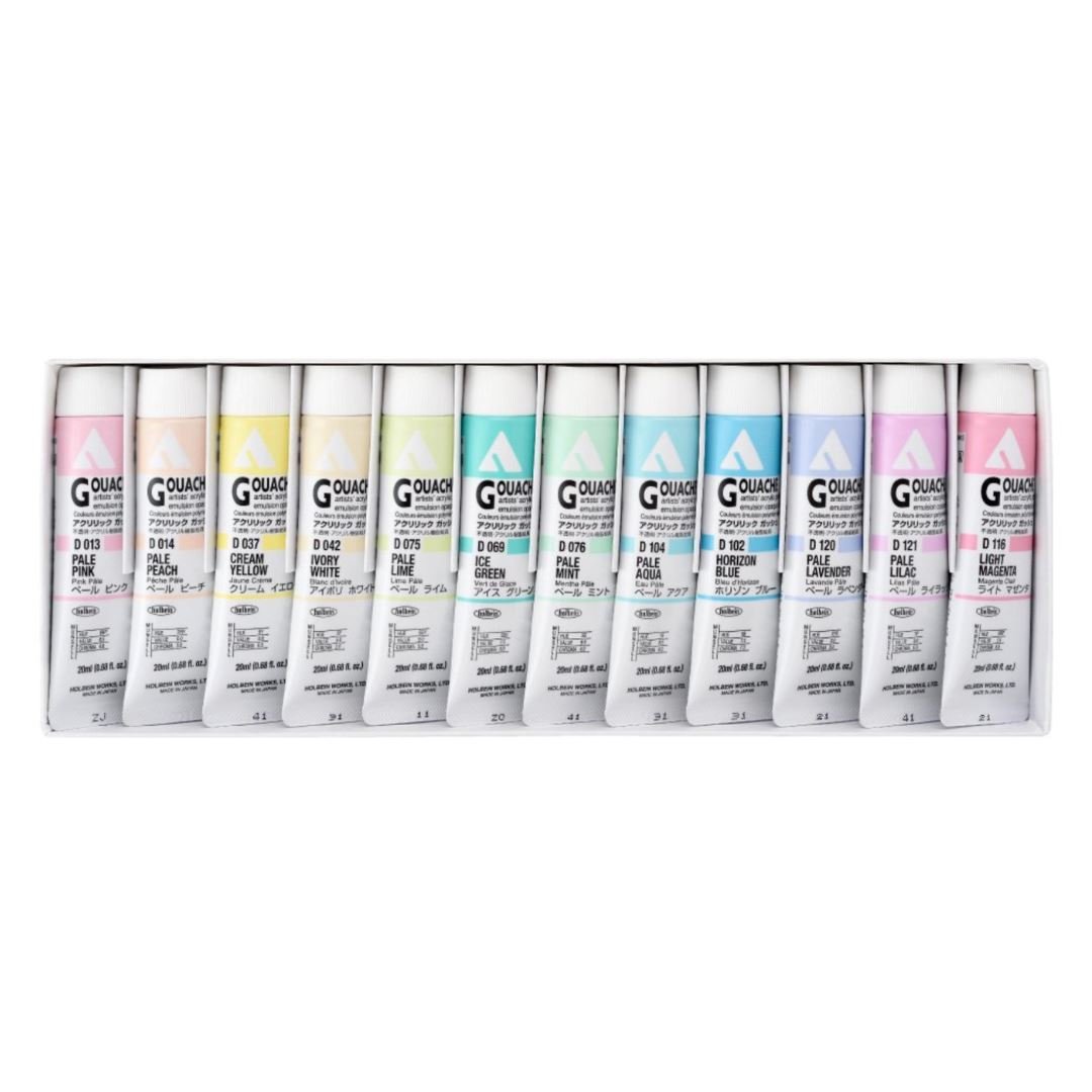 HOLBEIN Acryla Gouache Tonos pastel Set 20ml 12 colores (sin caja) - Letters by Jess Shop