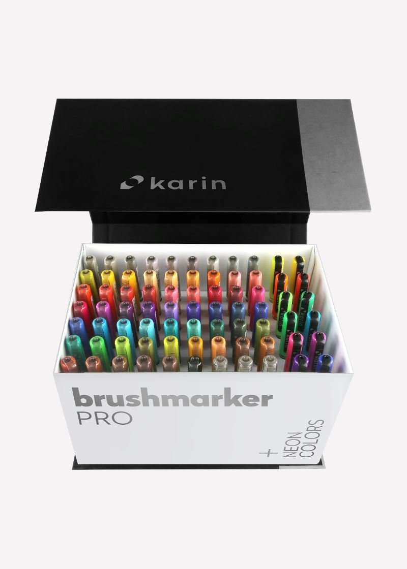 Karin Brush Markers PRO - MegaBox Plus 72 colores + 3 Blenders - Letters by Jess Shop