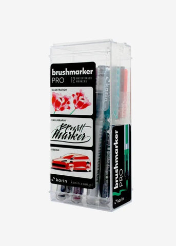 Karin Brush Markers PRO - Set de 12 Basic colors marcadores, estilografos, plumones, lapiceros Karin