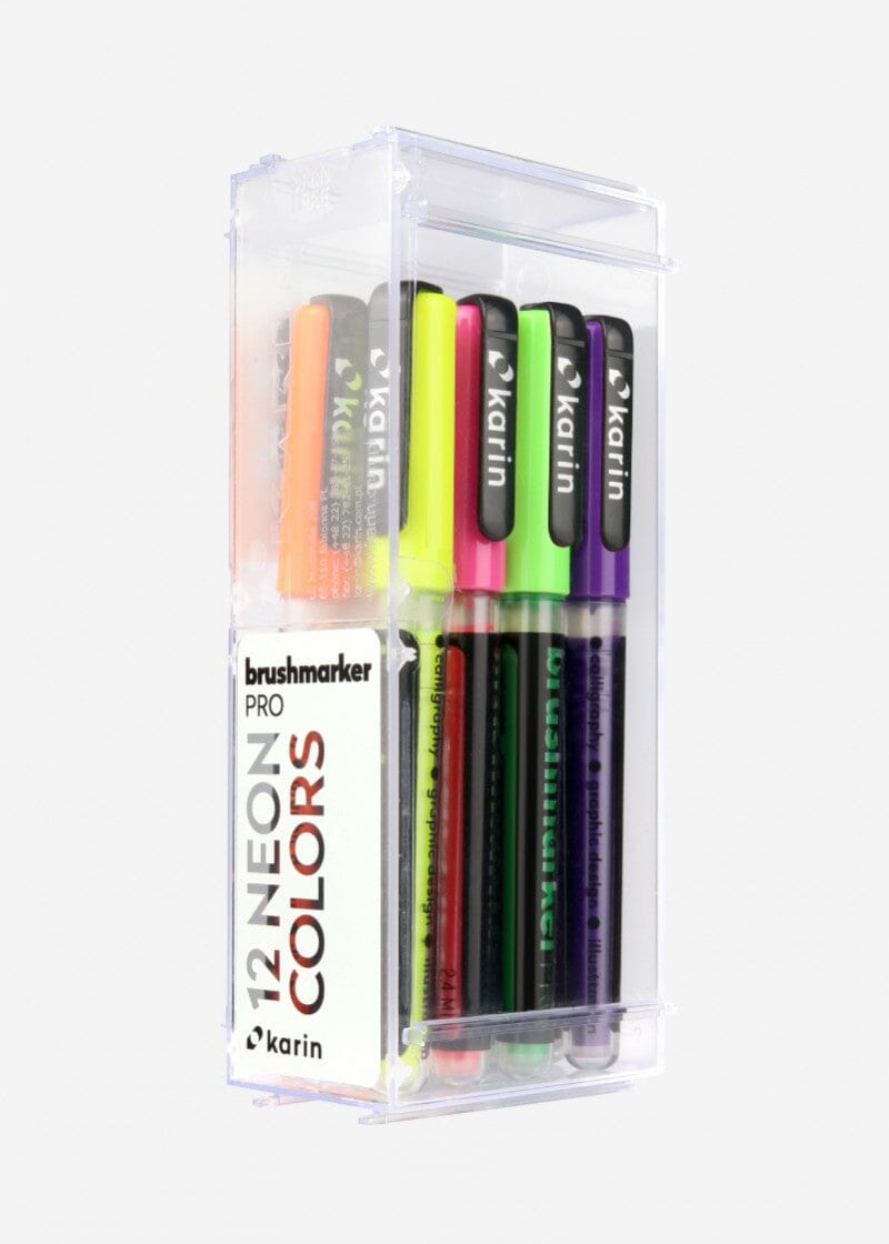 Karin Brush Markers PRO - Set de 12 Neon marcadores, estilografos, plumones, lapiceros Karin