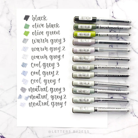 Karin Brush Markers PRO - Set de Grey Colors - Letters by Jess Shop