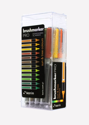 Karin brushmarkers PRO - Set de 12 Sun & Tree marcadores, estilografos, plumones, lapiceros Karin