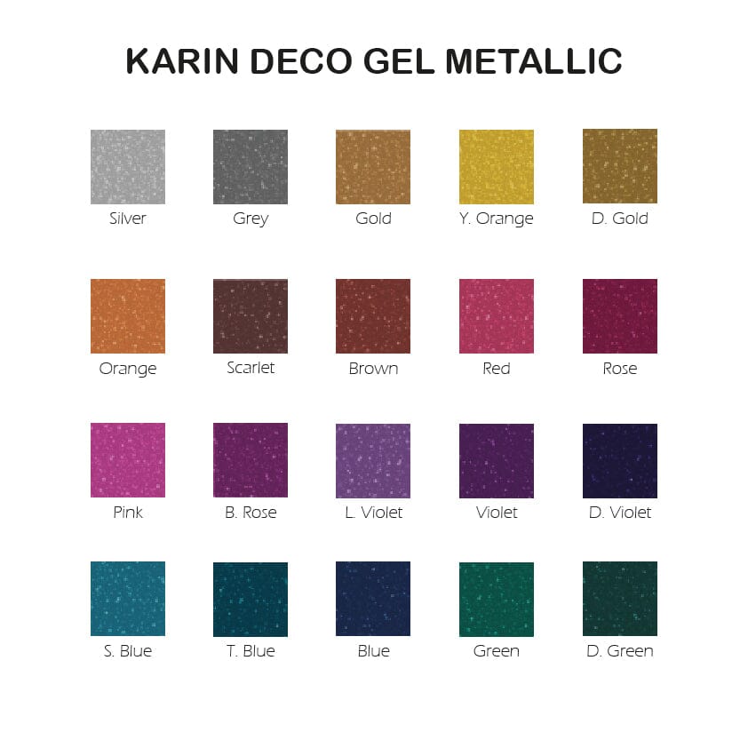 KARIN DECO GEL 1.0 METALLIC SET 20 colores marcadores, estilografos, plumones, lapiceros Karin