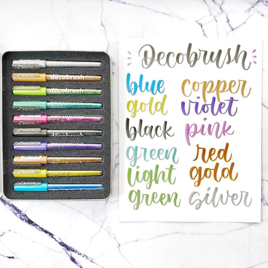 Karin Decobrush Metallic - 10 brush markers metálicos - Letters by Jess Shop